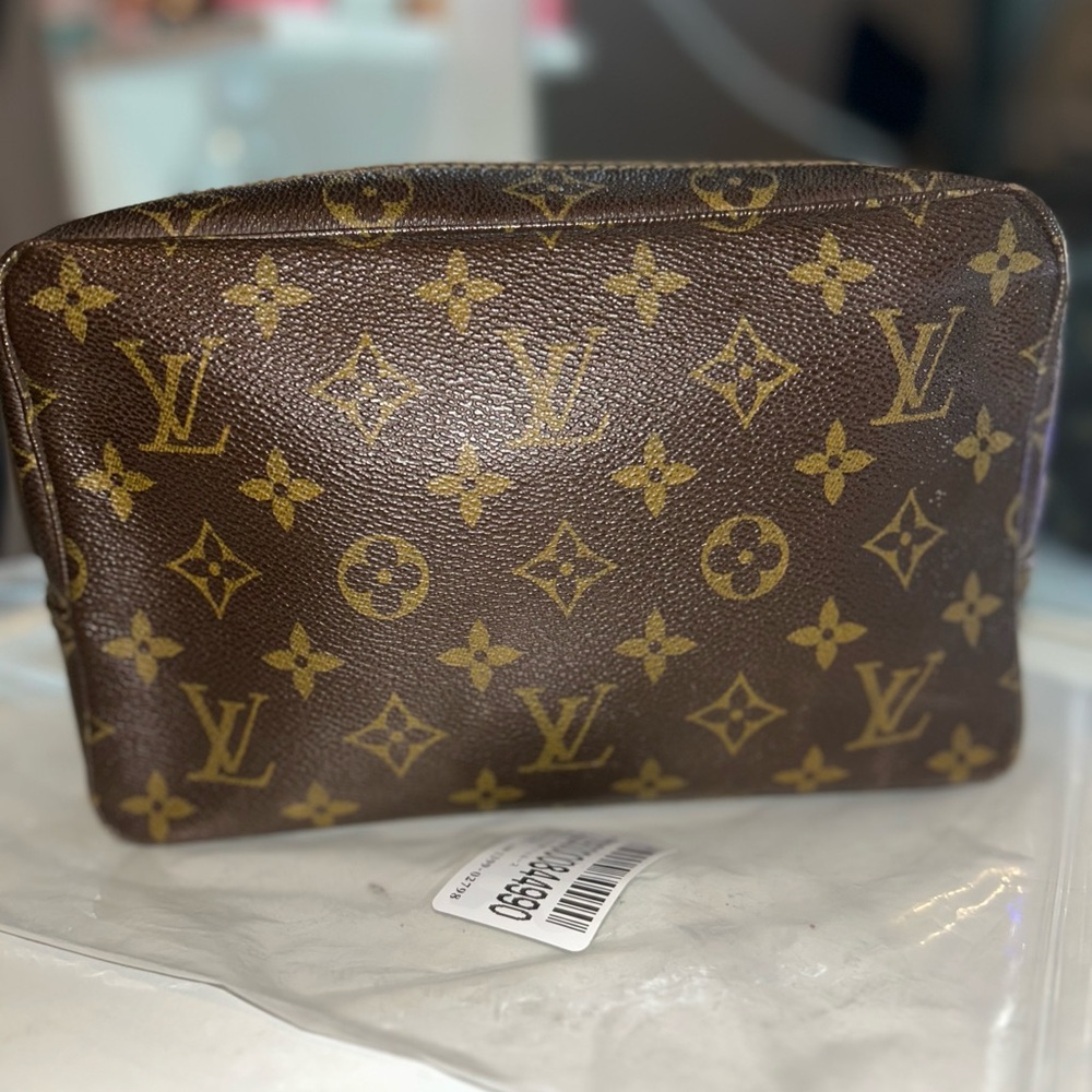 Louis Vuitton Brown Monogram Canvas Pouch with Gold Logos